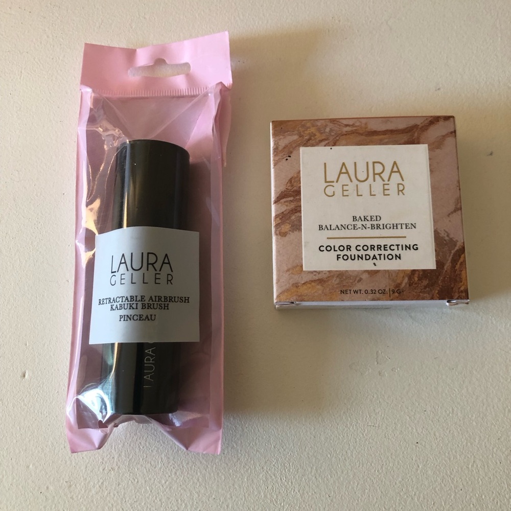Laura Geller Baked Balance N Brighten Foundation and Kabuki Brush NWT
